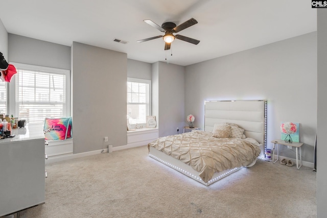 232 Compass Trl, Blythewood, SC 29016 - carpeted bedroom with visible vents, baseboards, and a ceiling fan