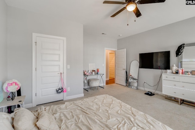 232 Compass Trl, Blythewood, SC 29016 - bedroom with ceiling fan, baseboards, visible vents, and carpet floors