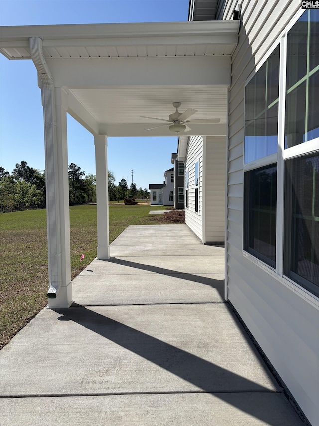 view of patio / terrace with ceiling fan