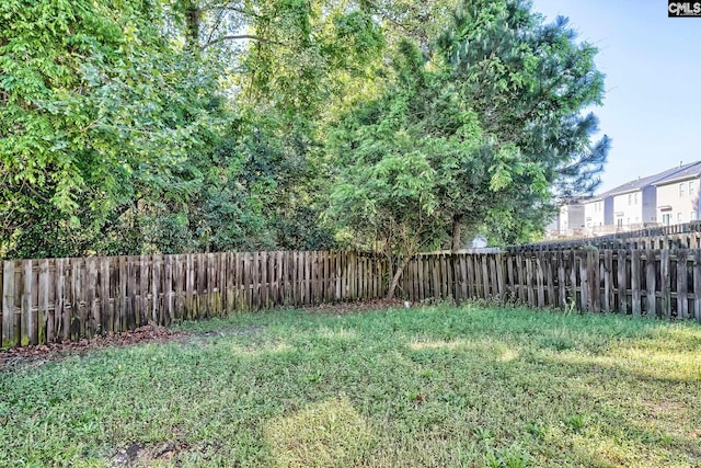 view of yard with a fenced backyard
