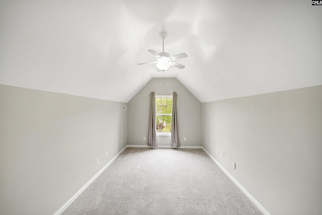 124 Pond Edge Ln, Chapin, SC 29036 - additional living space featuring ceiling fan, light colored carpet, vaulted ceiling, and baseboards