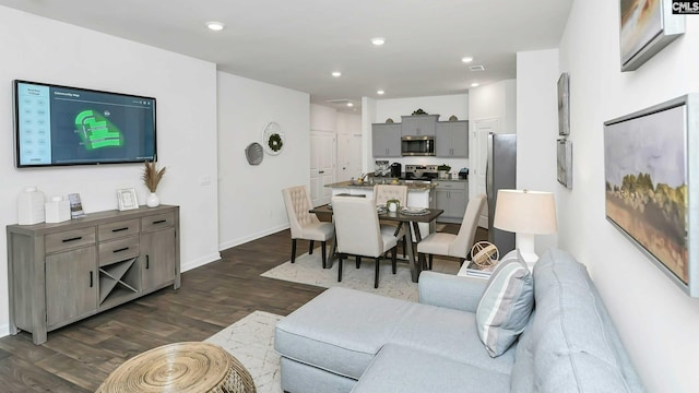 118A Willow Creek Blvd, Lugoff, SC 29078 - living area with recessed lighting, dark wood-type flooring, and baseboards