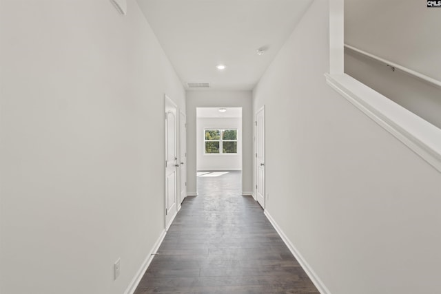 1071 Cornelia St, Elgin, SC 29045 - hallway with visible vents, baseboards, and dark wood finished floors