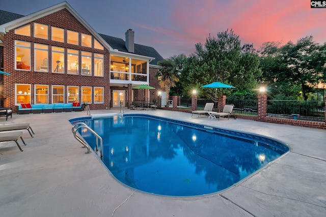 209 Mariannas Ct, Lexington, SC 29072 - view of swimming pool with outdoor lounge area, a patio area, a fenced in pool, and fence