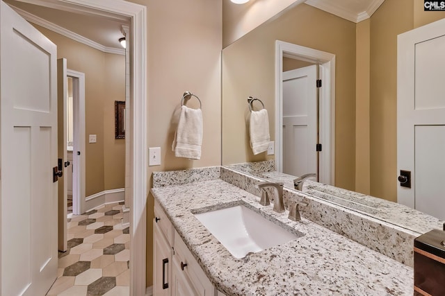 209 Mariannas Ct, Lexington, SC 29072 - bathroom with ornamental molding, baseboards, and vanity