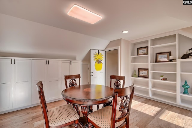 209 Mariannas Ct, Lexington, SC 29072 - dining area with built in features, recessed lighting, light wood-style floors, and lofted ceiling