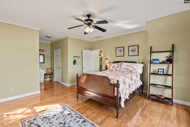 1724 Gold Nugget Pt, Prosperity, SC 29127 - bedroom with light wood-type flooring, baseboards, ornamental molding, and visible vents