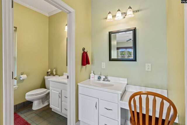 1724 Gold Nugget Pt, Prosperity, SC 29127 - bathroom featuring crown molding, tile patterned floors, toilet, and vanity