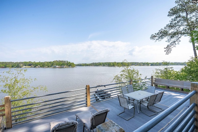 1724 Gold Nugget Pt, Prosperity, SC 29127 - wooden deck with a water view and outdoor dining space