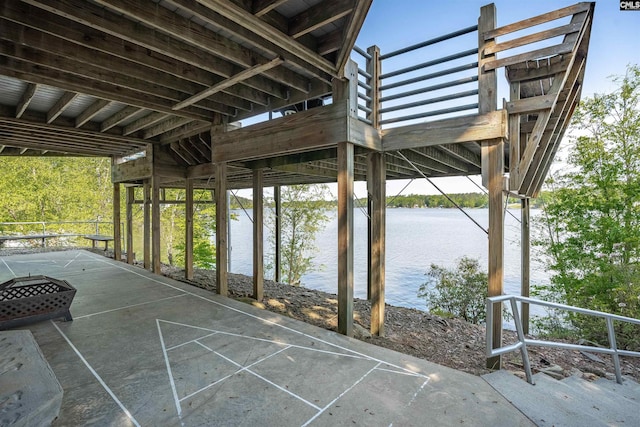 1724 Gold Nugget Pt, Prosperity, SC 29127 - view of patio with a water view and shuffleboard