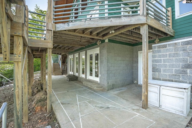 1724 Gold Nugget Pt, Prosperity, SC 29127 - view of patio / terrace featuring stairway and shuffleboard