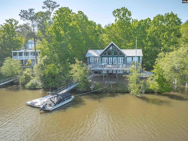 1724 Gold Nugget Pt, Prosperity, SC 29127 - exterior space featuring a forest view and a water view