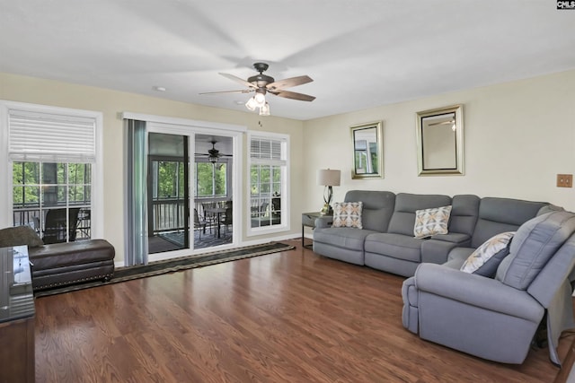 304 Oakhurst Pl, Blythewood, SC 29016 - living area featuring baseboards, a ceiling fan, plenty of natural light, and wood finished floors