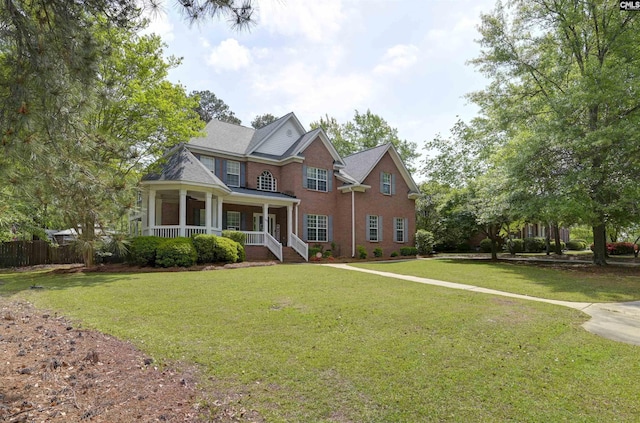 304 Oakhurst Pl, Blythewood, SC 29016 - view of front of property featuring a porch, a front yard, and brick siding