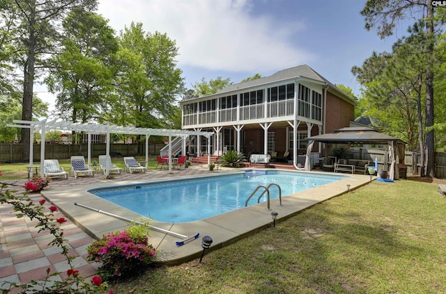 304 Oakhurst Pl, Blythewood, SC 29016 - view of swimming pool with a pergola, a patio area, fence, a gazebo, and a fenced in pool