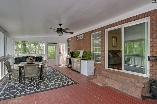 304 Oakhurst Pl, Blythewood, SC 29016 - sunroom with outdoor dining space and ceiling fan