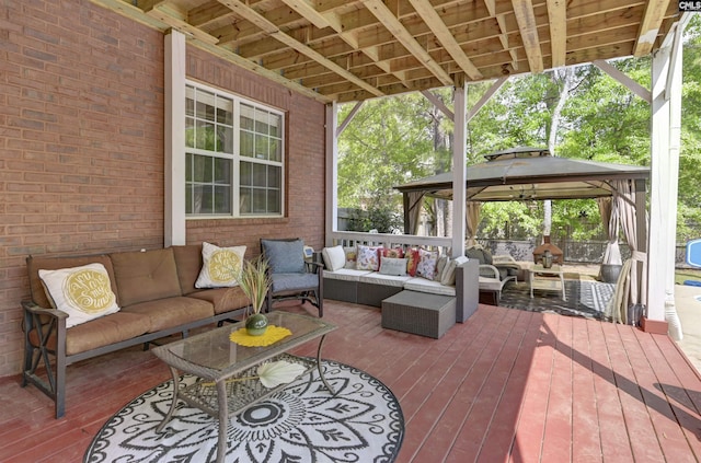 304 Oakhurst Pl, Blythewood, SC 29016 - wooden terrace with a gazebo and outdoor lounge area