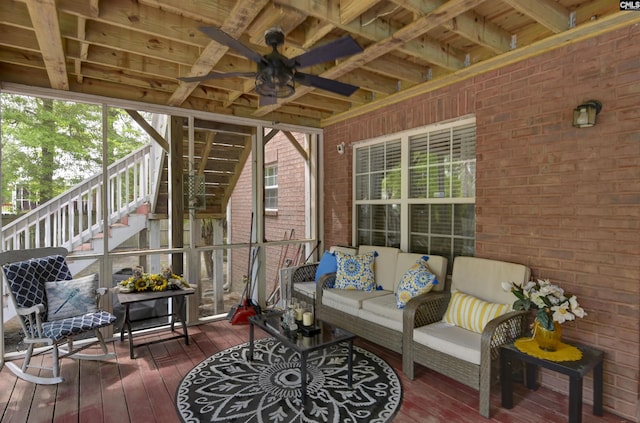 304 Oakhurst Pl, Blythewood, SC 29016 - sunroom / solarium with an outdoor living space and ceiling fan