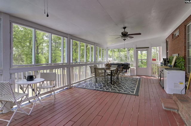 304 Oakhurst Pl, Blythewood, SC 29016 - sunroom with outdoor dining area and a ceiling fan