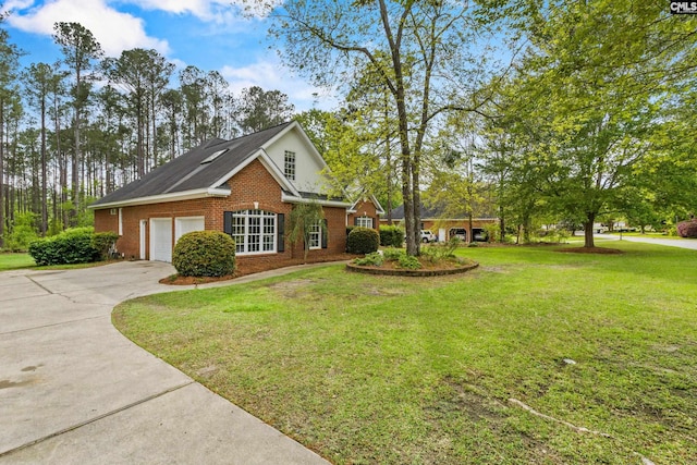 124 Loch Levin Ln, Lexington, SC 29072 - view of front facade featuring brick siding, a front yard, an attached garage, and driveway