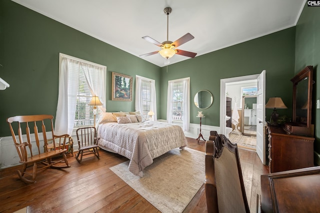 131 Pine St, Salley, SC 29137 - bedroom featuring crown molding, a ceiling fan, and hardwood / wood-style flooring