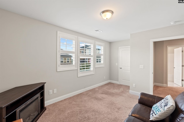 126 Sunset Bay Ln, Lexington, SC 29072 - sitting room featuring visible vents, light colored carpet, and baseboards