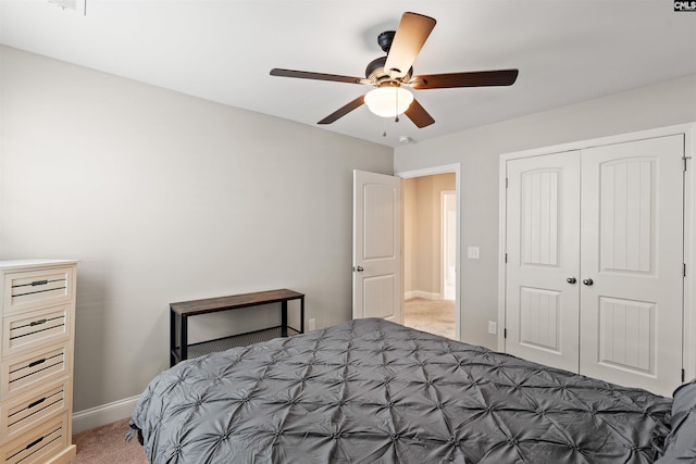 126 Sunset Bay Ln, Lexington, SC 29072 - bedroom with a closet, baseboards, a ceiling fan, and carpet flooring