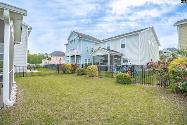 126 Sunset Bay Ln, Lexington, SC 29072 - rear view of house with a yard and a fenced backyard