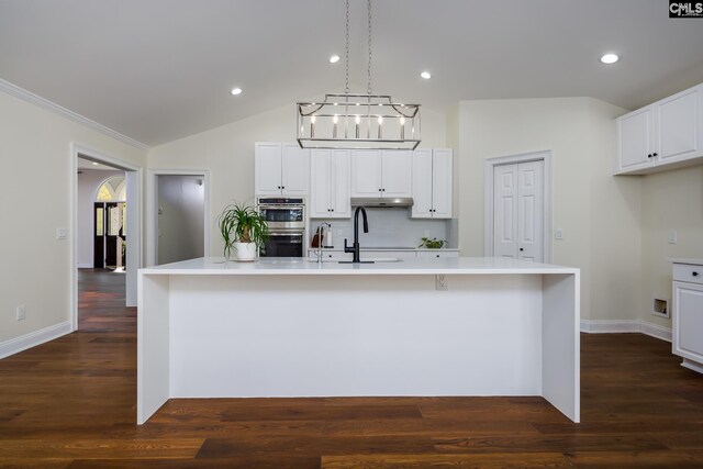 1168 Peninsula Dr, Prosperity, SC 29127 - kitchen featuring stainless steel double oven, light countertops, a sink, and white cabinetry