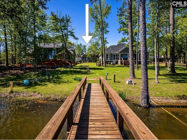1168 Peninsula Dr, Prosperity, SC 29127 - view of dock featuring a water view and a yard