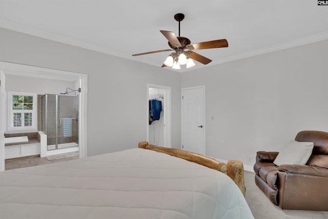 107 Turkey Ridge Ln, Lugoff, SC 29078 - bedroom featuring a walk in closet, ceiling fan, and crown molding