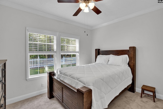 107 Turkey Ridge Ln, Lugoff, SC 29078 - bedroom with a ceiling fan, baseboards, light colored carpet, and crown molding