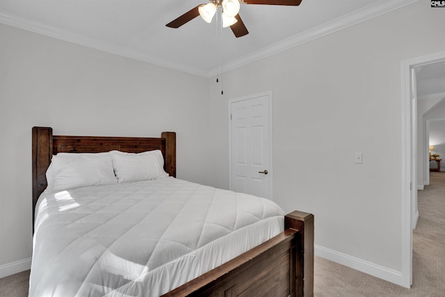 107 Turkey Ridge Ln, Lugoff, SC 29078 - bedroom with a ceiling fan, baseboards, light colored carpet, and crown molding