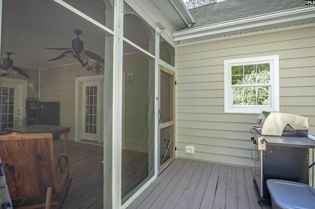 107 Turkey Ridge Ln, Lugoff, SC 29078 - wooden deck featuring grilling area and ceiling fan