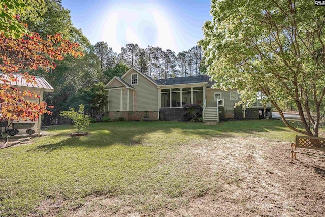 107 Turkey Ridge Ln, Lugoff, SC 29078 - exterior space featuring a lawn, crawl space, and a sunroom