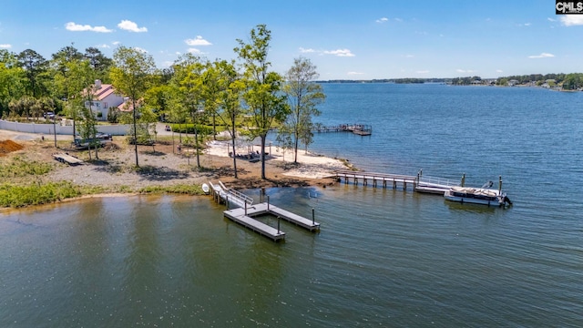 view of dock featuring a water view