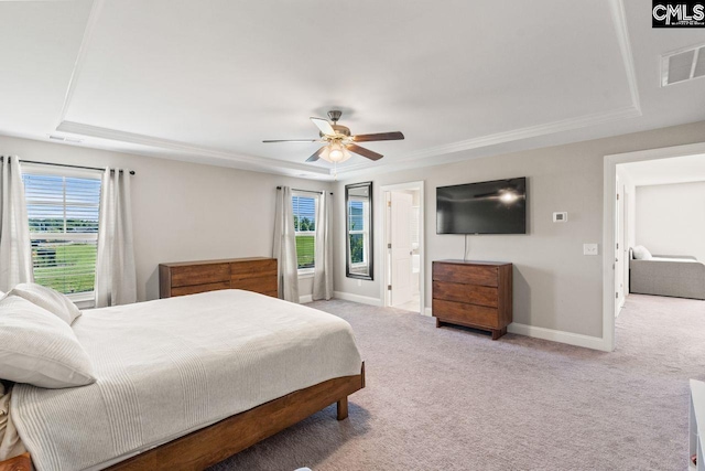 bedroom with visible vents, carpet floors, and multiple windows