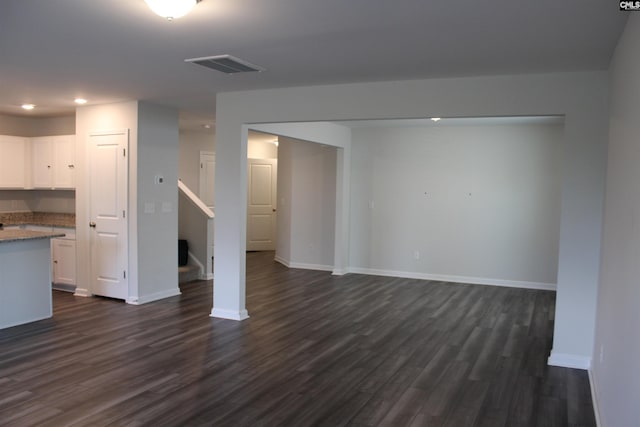 518 Cricket Chirp Ln, Elgin, SC 29045 - unfurnished living room with dark wood finished floors, recessed lighting, stairs, and baseboards