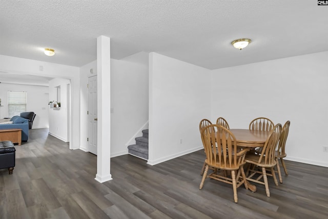 520 Blue Lake Dr, Lexington, SC 29072 - dining area with baseboards, wood finished floors, a textured ceiling, and stairway
