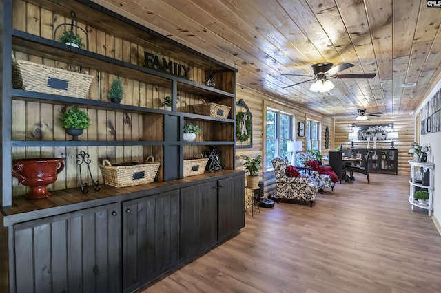 interior space featuring a ceiling fan