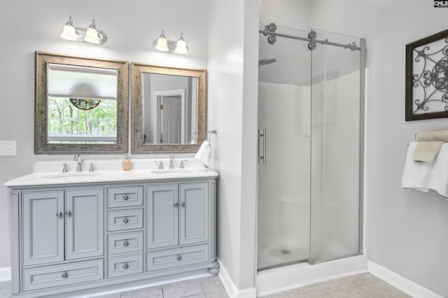 1305 Rock Island Rd, Gilbert, SC 29054 - bathroom featuring a shower stall, baseboards, and a sink