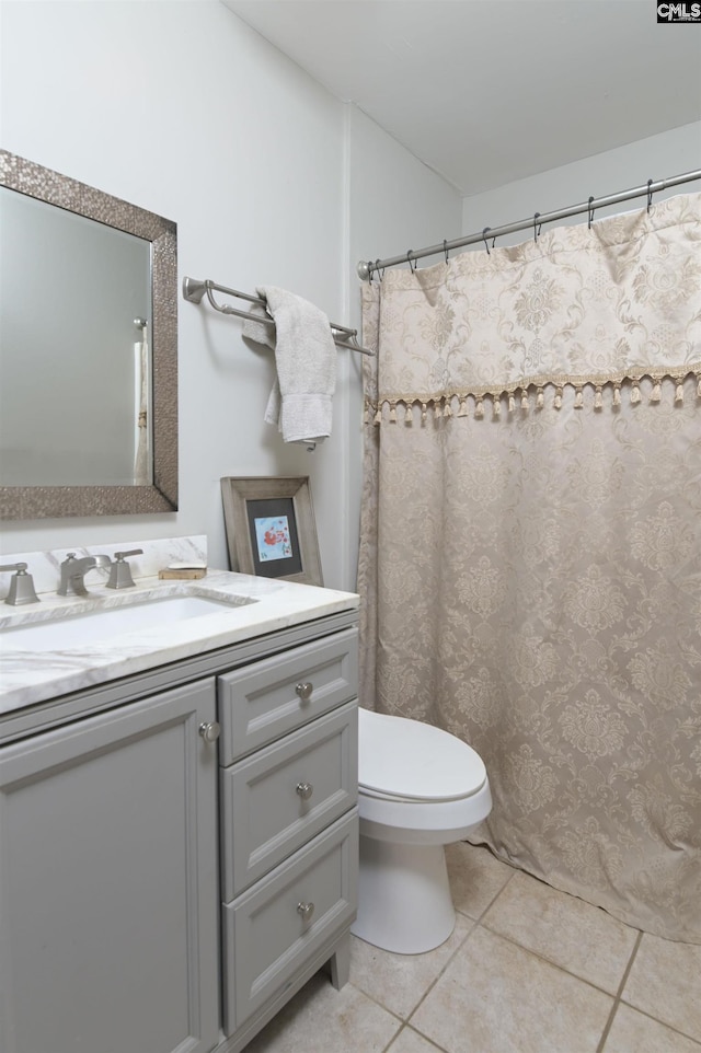 1305 Rock Island Rd, Gilbert, SC 29054 - bathroom with vanity, toilet, a shower with curtain, and tile patterned flooring
