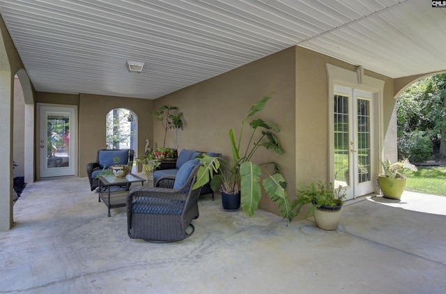 1305 Rock Island Rd, Gilbert, SC 29054 - view of patio / terrace featuring outdoor lounge area and french doors