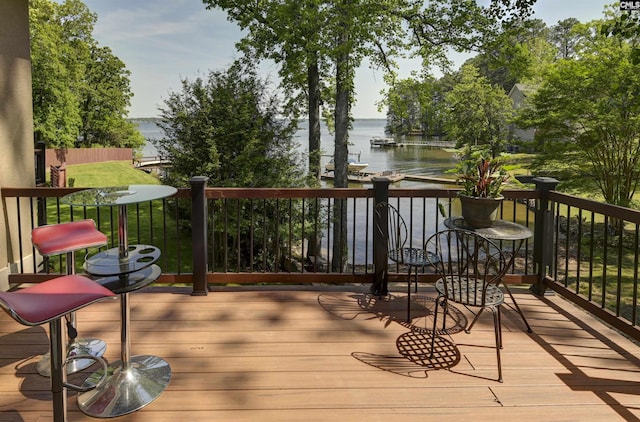 1305 Rock Island Rd, Gilbert, SC 29054 - wooden deck with a water view