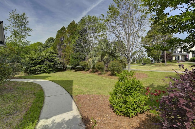 view of property's community featuring a yard