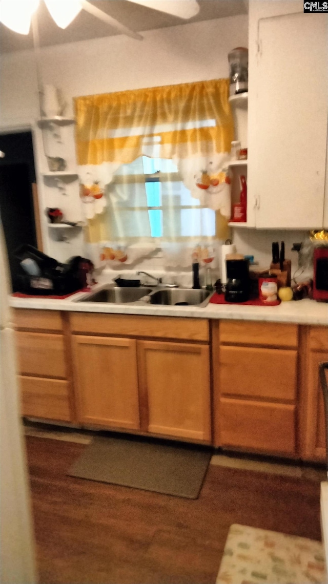 924 Stebondale Rd, Columbia, SC 29203 - kitchen featuring a sink, light countertops, wood finished floors, and open shelves