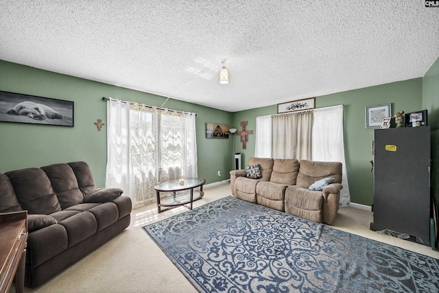 320 Brookshire Dr, Columbia, SC 29210 - carpeted living area featuring a textured ceiling and baseboards