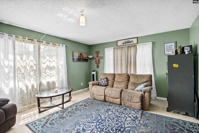 320 Brookshire Dr, Columbia, SC 29210 - carpeted living area featuring baseboards and a textured ceiling