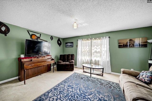 320 Brookshire Dr, Columbia, SC 29210 - carpeted living room featuring baseboards and a textured ceiling