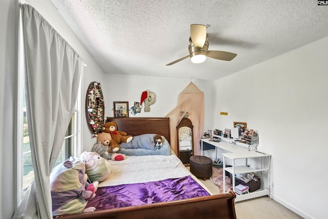320 Brookshire Dr, Columbia, SC 29210 - bedroom featuring a ceiling fan, carpet floors, and a textured ceiling